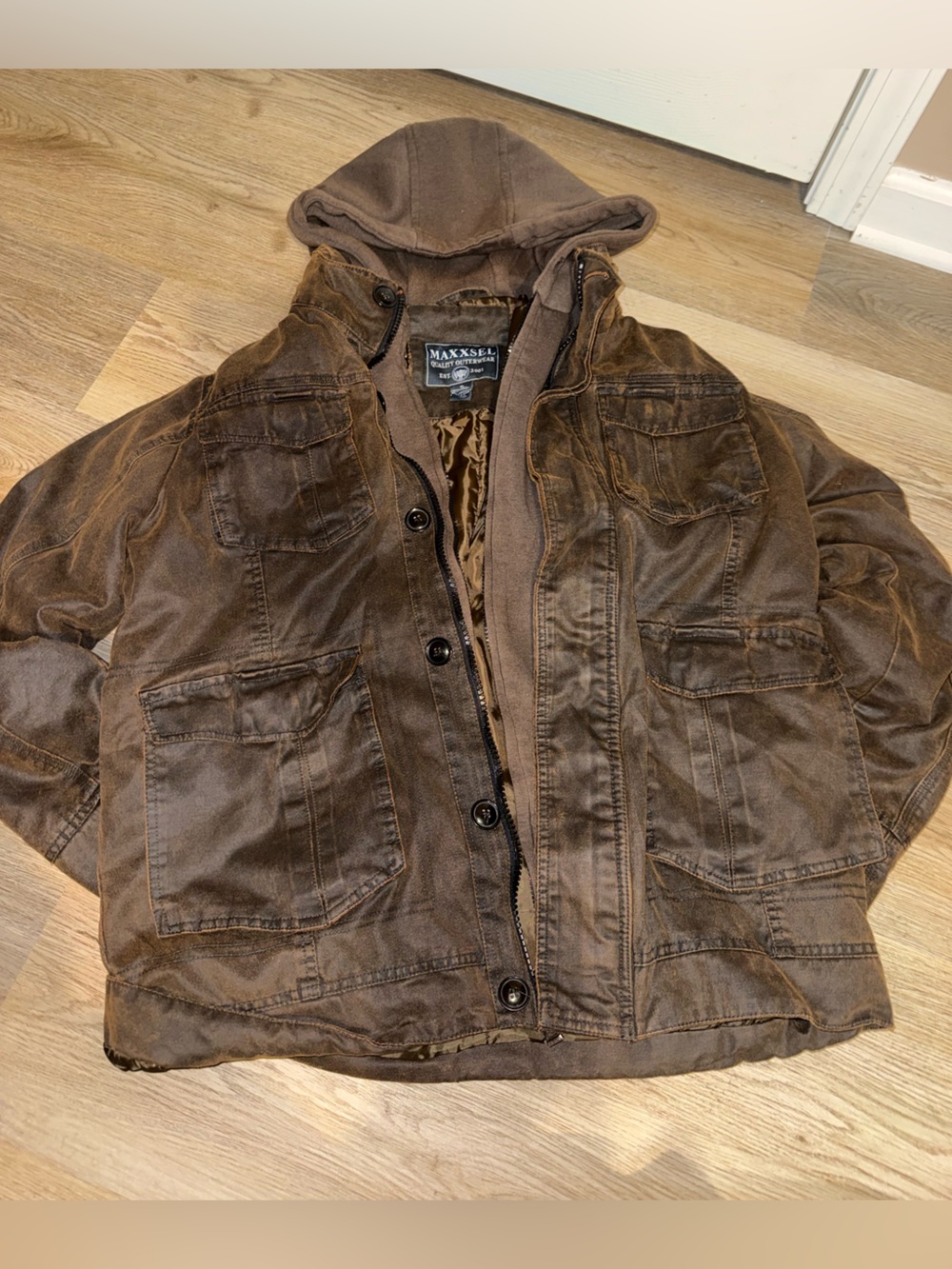 Men's Brown Hooded Trench Jacket